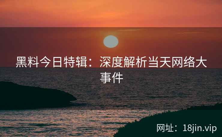 黑料今日特辑：深度解析当天网络大事件