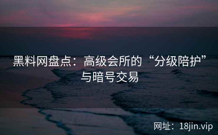 黑料网盘点：高级会所的“分级陪护”与暗号交易