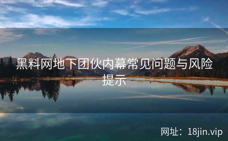 黑料网地下团伙内幕常见问题与风险提示
